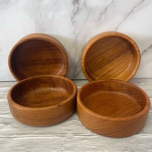 Vintage Teak Wood Salad/Serving Bowl Set Of 4
